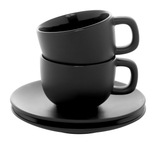 VANLION Sada 2 šálků a podšálků na cappuccino, šedá
