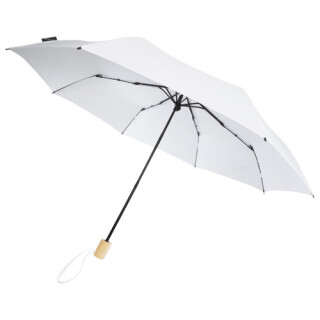 Skládací manuální deštník, pr. 96cm, z RPET, bílý