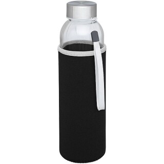 Skleněná láhev na pití, 500ml, s neoprenovým obalem, černá