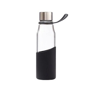 Skleněná láhev na pití 550ml s rukávem, černá