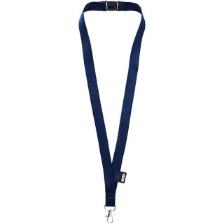 Šňůrka na krk z RPET, š.2cm, karabina a spona za krkem, navy