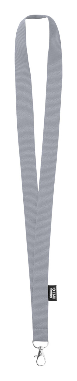 Šňůrka na krk z RPET, šíře 2cm, s karabinou, šedá