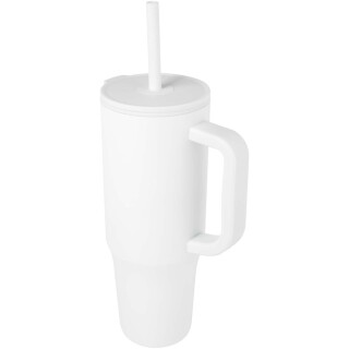 Termohrnek se silikonovým brčkem 900ml, bílá