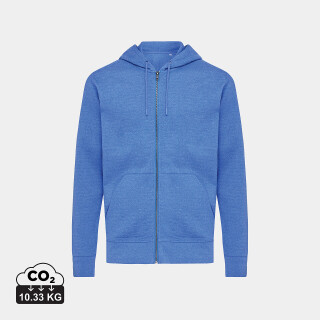 Unisex mikina na zip s kapucí IQONIQ Abisko, velikost XXS, modrý melír