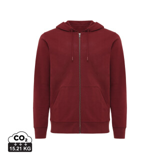 Unisex mikina na zip s kapucí Iqoniq Abisko, vínově červená, velikost XXS
