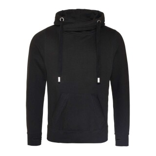 Unisex mikina s kapucí AWDIS CROSS NECK HOODIE, černá, velikost XL
