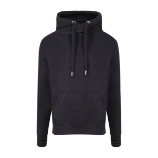 Unisex mikina s kapucí AWDIS CROSS NECK HOODIE, černošedá, velikost XS