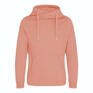 Unisex mikina s kapucí AWDIS CROSS NECK HOODIE, jemně růžová, velikost S