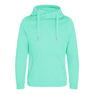 Unisex mikina s kapucí AWDIS CROSS NECK HOODIE, mátová, velikost L