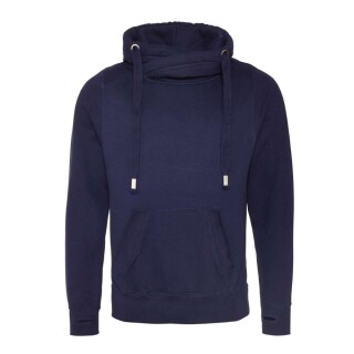 Unisex mikina s kapucí AWDIS CROSS NECK HOODIE, námořní modrá, velikost XL