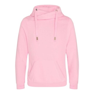 Unisex mikina s kapucí AWDIS CROSS NECK HOODIE, světle růžová, velikost XXL