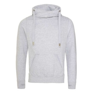 Unisex mikina s kapucí AWDIS CROSS NECK HOODIE, světle šedý melír, velikost XL