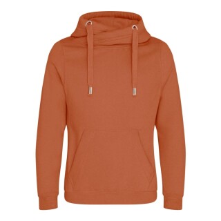 Unisex mikina s kapucí AWDIS CROSS NECK HOODIE, tmavě oranžová, velikost XXL