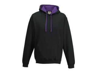 Unisex mikina s kapucí AWDIS VARSITY HOODIE, černá/fialová, velikost XS
