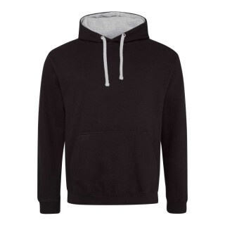 Unisex mikina s kapucí AWDIS VARSITY HOODIE, černá/světle šedý melír, velikost M