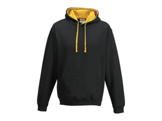Unisex mikina s kapucí AWDIS VARSITY HOODIE, černá/tmavě růžová, velikost L