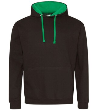 Unisex mikina s kapucí AWDIS VARSITY HOODIE, černá/zelená, velikost L