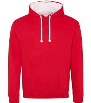 Unisex mikina s kapucí AWDIS VARSITY HOODIE, červená/bílá, velikost XXL
