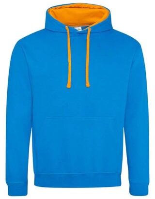 Unisex mikina s kapucí AWDIS VARSITY HOODIE, modrá/oranžová, velikost XL