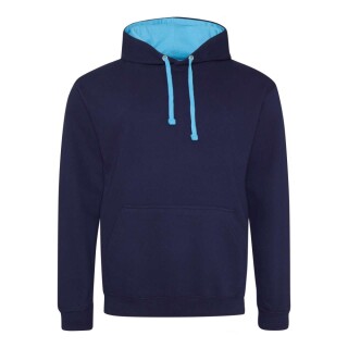 Unisex mikina s kapucí AWDIS VARSITY HOODIE, námořní modrá/světle modrá, velikost XL