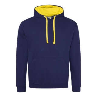 Unisex mikina s kapucí AWDIS VARSITY HOODIE, námořní modrá/žlutá, velikost XXL