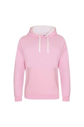 Unisex mikina s kapucí AWDIS VARSITY HOODIE, světle růžová/bílá, velikost XXL