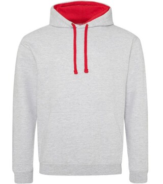 Unisex mikina s kapucí AWDIS VARSITY HOODIE, světle šedý melír/červená, velikost S