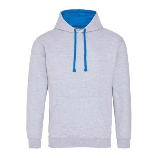 Unisex mikina s kapucí AWDIS VARSITY HOODIE, světle šedý melír/modrá, velikost XL