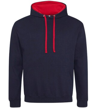 Unisex mikina s kapucí AWDIS VARSITY HOODIE, tmavě námořní modrá/červená, velikost S