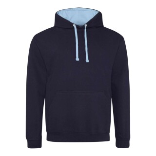 Unisex mikina s kapucí AWDIS VARSITY HOODIE, tmavě námořní modrá/jemně modrá, velikost XL