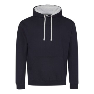 Unisex mikina s kapucí AWDIS VARSITY HOODIE, tmavě námořní modrá/světle šedý melír, velikost XXL