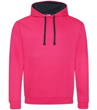 Unisex mikina s kapucí AWDIS VARSITY HOODIE, tmavě růžová/tmavě námořní modrá, velikost S
