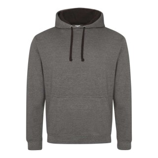 Unisex mikina s kapucí AWDIS VARSITY HOODIE, tmavě šedý melír/černá, velikost S