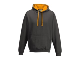Unisex mikina s kapucí AWDIS VARSITY HOODIE, tmavě šedý melír/oranžová, velikost L