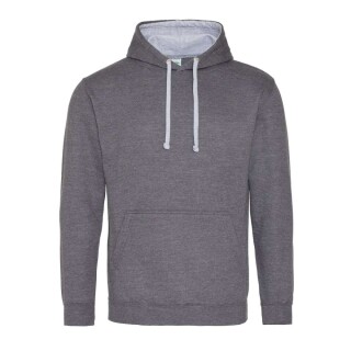 Unisex mikina s kapucí AWDIS VARSITY HOODIE, tmavě šedý melír/světle šedý melír, velikost L