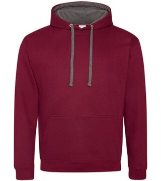 Unisex mikina s kapucí AWDIS VARSITY HOODIE, vínová/tmavě šedý melír, velikost 3XL