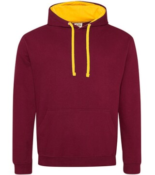 Unisex mikina s kapucí AWDIS VARSITY HOODIE, vínová/tmavě žlutá, velikost S