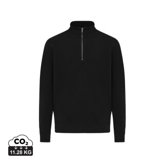 Unisex mikina se čtvrtečním zipem IQONIQ Elgon, velikost 4XL, černá
